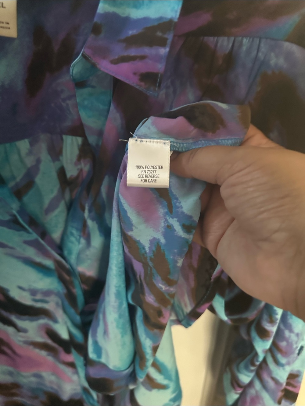 Dana Buchman Blue & Purple Abstract Print Button-Front Blouse Size XL - Picture 4 of 5